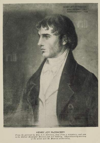 Henry Joy McCracken, from the portrait by Miss S.C. Harrison. Relief halftone. National Library of Ireland. 